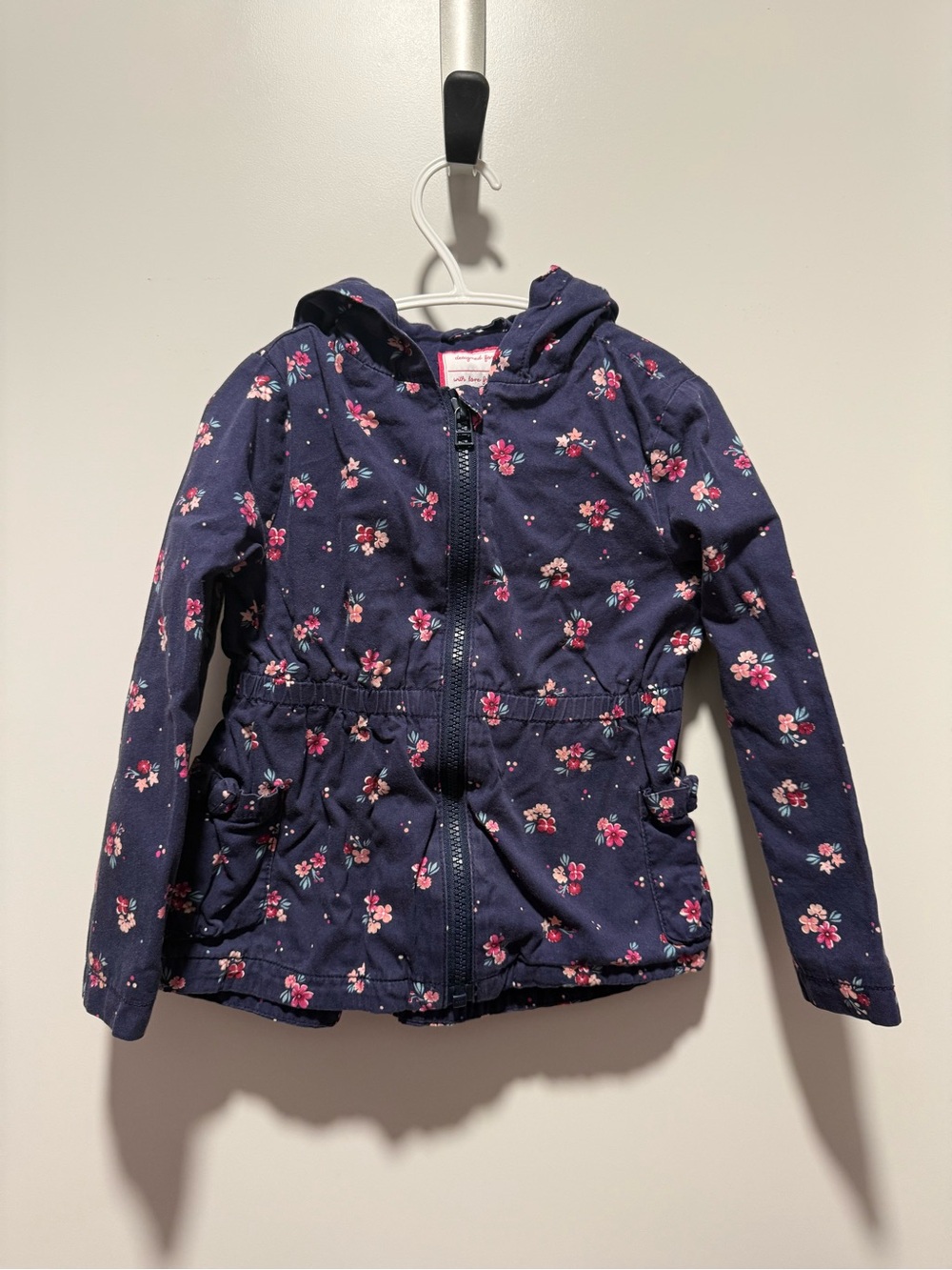 💛4/$20 Gymboree Navy Floral Hooded Zip Jacket